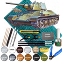 MODEL T-34/76 radziecki czołg Zestaw: mata modelarska A3, klej, pędzle, farby, lakier, wash....