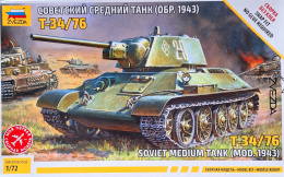 MODEL T-34/76 radziecki czołg Zestaw: mata modelarska A3, klej, pędzle, farby, lakier, wash....