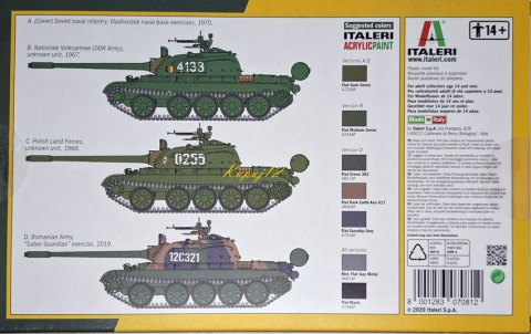 MODEL T-55A -55A – czołg podstawowy polskich dywizji pancernych. Zestaw: farby, lakier, wash MODEL T-55A -55A – czołg podstawowy polskich dywizji pancernych. Zestaw: farby, lakier, wash