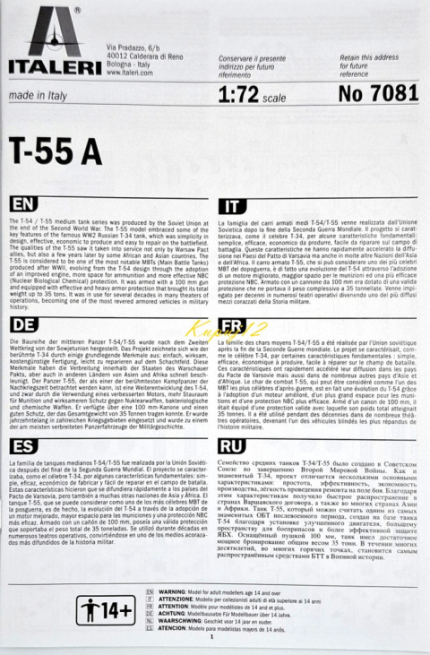 MODEL T-55A -55A – czołg podstawowy polskich dywizji pancernych + klej, pedzle, farby, lakier, wash MODEL T-55A -55A – czołg podstawowy polskich dywizji pancernych + klej, pedzle, farby, lakier, wash