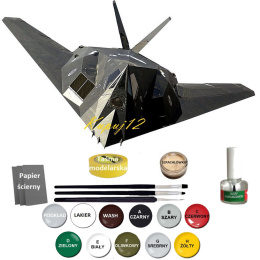 MODEL samolotu do sklejania F-117 Nighthawk, farby, lakier, klej, pędzelki