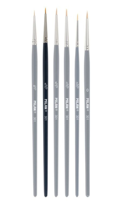 Pędzel pędzelek modelarski okrągły MILAN seria 301 syntetyczny włos nr. 5/0