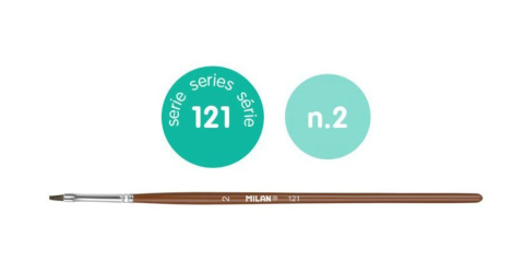 Pędzel pędzelek modelarski płaski MILAN seria 121 naturalny włos nr. 2