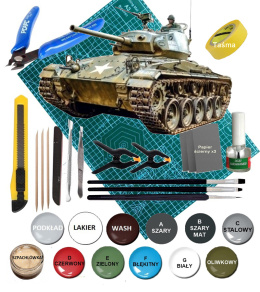 M24 CHAFFEE Amerykański czołg Plastikowy model do sklejania Podkład, farby
