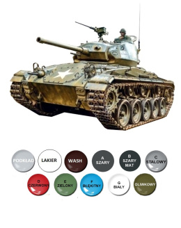 M24 CHAFFEE Amerykański czołg Plastikowy model do sklejania Podkład, farby