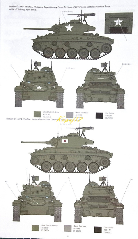M24 CHAFFEE Amerykański czołg Plastikowy model do sklejania Podkład, farby M24 CHAFFEE Amerykański czołg Plastikowy model do sklejania Podkład, farby