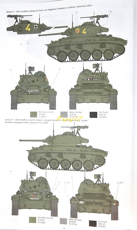 M24 CHAFFEE Amerykański czołg Plastikowy model do sklejania Podkład, farby M24 CHAFFEE Amerykański czołg Plastikowy model do sklejania Podkład, farby