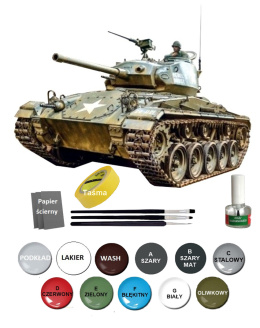 M24 CHAFFEE Amerykański czołg Plastikowy model do sklejania Podkład, farby