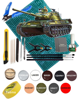 MODEL czołgu do sklejania Kampfpanzer Leopard+ mata, farby, , klej, pędzle