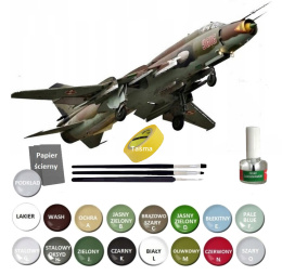 MODEL samolotu do sklejania Polski Su-22UM-3K Fitter G + farby do modeli, lakier, podkład, klej,