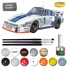 PORSCHE 935 Baby plastikowy model do sklejania samochodu + farby, klej...