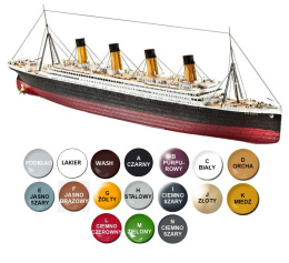 STATEK pasażerski Titanic skala 1:700+ zestaw farb modelarskich z fabą podkładową....