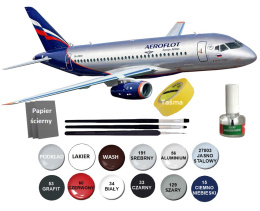 SUPERJET 100 duży plastikowy model do sklejania samolotu pasażerskiego + farby....