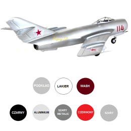 MODEL do sklejania samolot MIG-17 PF + podkład, farby, lakier, wash