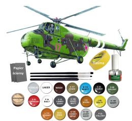 MODEL radzieckiego śmigłowca MIL Mi-4 + podkład, farby, lakier, klej, pędzelki