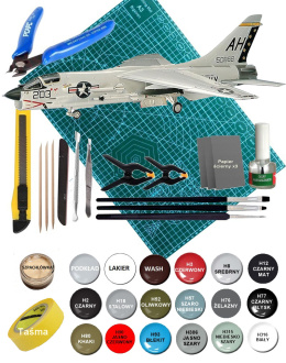 MODEL samolotu F-8E CRUSADER + mata, podkład, farby, lakier,klej, narzędzia