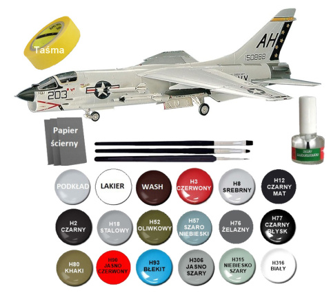 MODEL samolotu F-8E CRUSADER + podkład, farby, lakier, wash MODEL samolotu F-8E CRUSADER + podkład, farby, lakier, wash