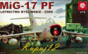MODEL samolotu do sklejania MIG-17 PF + farba podkładowa, farby, lakier, wash, 3 pędzelki, klej