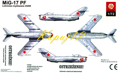 MODEL samolotu do sklejania MIG-17 PF + farba podkładowa, farby, lakier, wash, 3 pędzelki, klej MODEL samolotu do sklejania MIG-17 PF + farba podkładowa, farby, lakier, wash, 3 pędzelki, klej