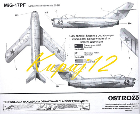 MODEL samolotu do sklejania MIG-17 PF + farba podkładowa, farby, lakier, wash, 3 pędzelki, klej MODEL samolotu do sklejania MIG-17 PF + farba podkładowa, farby, lakier, wash, 3 pędzelki, klej