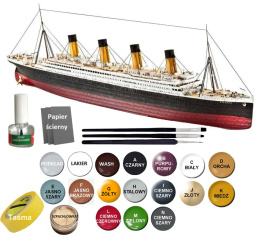 STATEK pasażerski Titanic skala 1:700+ zestaw farb modelarskich z fabą podkładową....