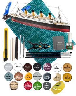 STATEK pasażerski Titanic skala 1:700+ zestaw farb modelarskich z fabą podkładową....