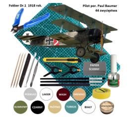 MODEL samolotu do sklejania skala 1:44 Fokker Dr.1 + mata, farby, podkład.....