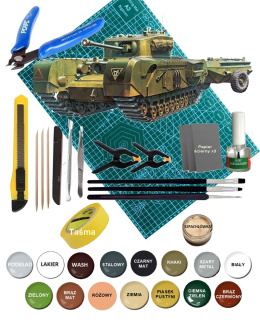MODEL brytyjskiego czołgu Churchill Crocodile + farby, mata,klej, lakier
