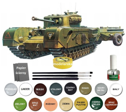 MODEL brytyjskiego czołgu Churchill Crocodile + farby, podkład, lakier