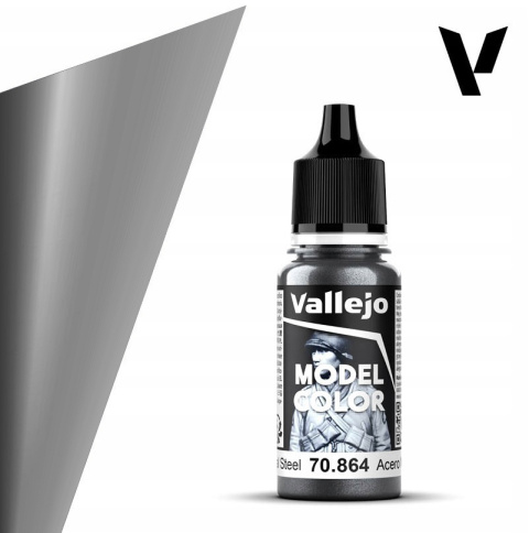 VALLEJO MODEL COLOR 197 Farba akrylowa 70864 NATURAL STEEL ( metalic ) 18ml