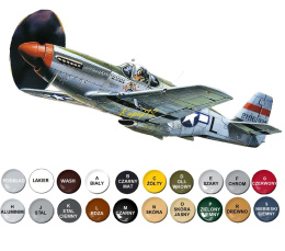 MODEL samolot do sklejania Mustang P-51C+ podkład, farby,lakier