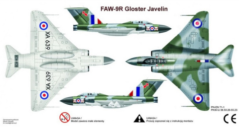 MODEL samolotu do sklejania Gloster Javelin + farby, podkład, lakier, wash MODEL samolotu do sklejania Gloster Javelin + farby, podkład, lakier, wash