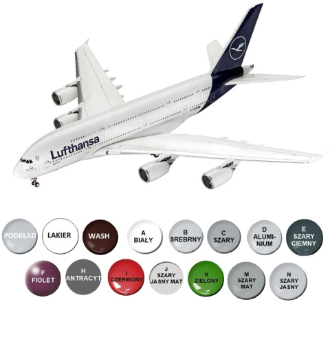 AIRBUS A380 800 New Livery duży plastikowy model samolotu pasażerskiego Lufthansa Revell skala 1:144 AIRBUS A380 800 New Livery duży plastikowy model samolotu pasażerskiego Lufthansa Revell skala 1:144