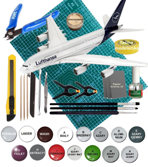 AIRBUS A380 800 New Livery duży plastikowy model samolotu pasażerskiego Lufthansa Revell skala 1:144 AIRBUS A380 800 New Livery duży plastikowy model samolotu pasażerskiego Lufthansa Revell skala 1:144