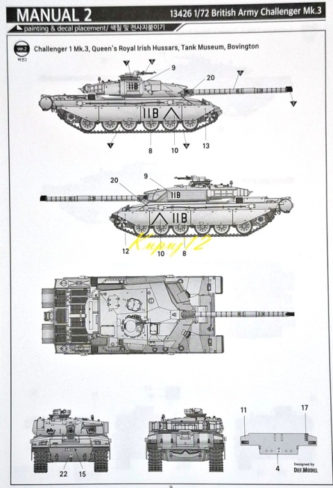 MODEL brytyjskiego czołgu Challenger Mk.3 Academy Skala 1:72 MODEL brytyjskiego czołgu Challenger Mk.3 Academy Skala 1:72
