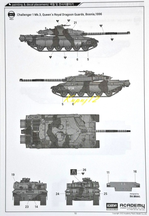 MODEL brytyjskiego czołgu Challenger Mk.3 Academy Skala 1:72 MODEL brytyjskiego czołgu Challenger Mk.3 Academy Skala 1:72