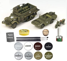 MODEL transporter amfibia, motor M3 Half Track & 14 ton Amphibion Vehicle Academy Skala 1:72