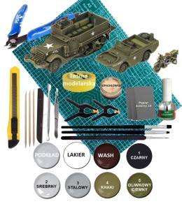 MODEL transporter amfibia, motor M3 Half Track & 14 ton Amphibion Vehicle Academy Skala 1:72