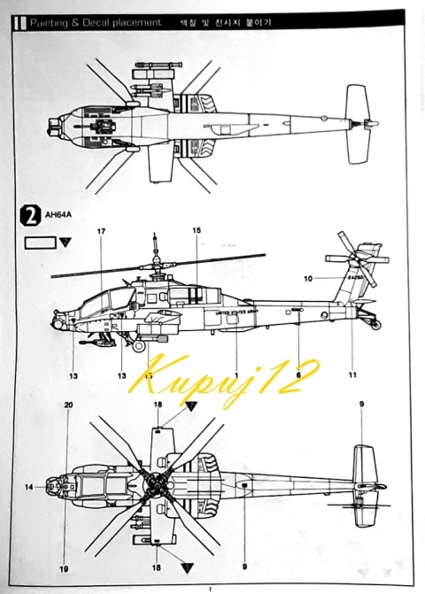 PLASTIKOWY model śmigłowca, helikoptera do sklejania Apache AH-64A Academy Skala 1:48 PLASTIKOWY model śmigłowca, helikoptera do sklejania Apache AH-64A Academy Skala 1:48