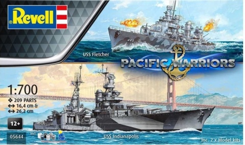 2 okręty amerykańskie U.S.S. Indianapolis U.S.S. Fletcher Pcific Warriors Revell skala 1:700