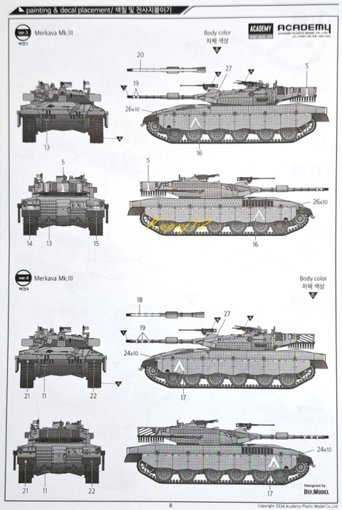 Model czołgu do sklejania Merkava Mk.III Academy Skala 1:72 13429