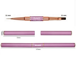 Model12 Pędzelek Dwustronny do Zdobień paznokci, Żelu, Akrylu okrągły 11mm, płaski 11mm purpurowy
