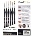 Zestaw 6 x profesjonalny pędzelek modelarski okrągły, syntetyczny włos