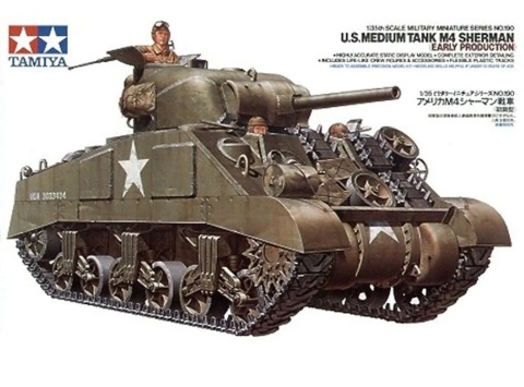 MODEL amerykańskiego czołgu Tank Sherman M4 Early production Tamiya Skala 1:35